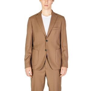Hamaki-ho Slim Fit Suit Brown TwoButton Men Beige Blazer